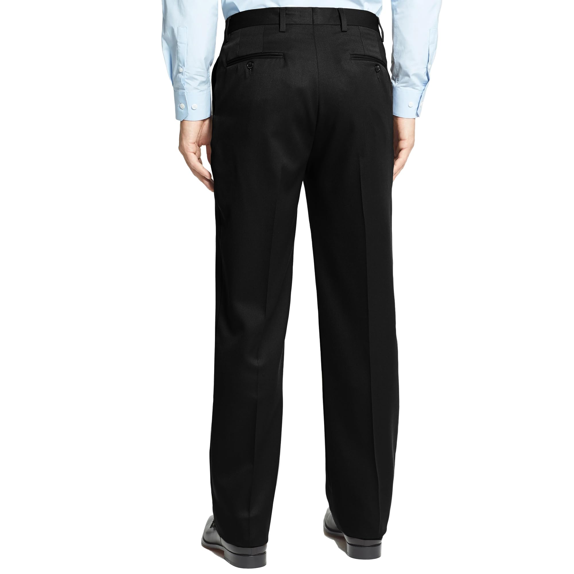 Men's Cozy Hidden Expandable Waist Dress Pants | Premium Stretch Texture Weave Work to Weekend Pant(Flat Front,Black,46W×30L)