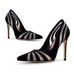 Load image into Gallery viewer, HOCHFART Women's Stiletto Heels Pumps Sexy Mesh Closed Pointed Toe 4.3 Inch High Heels Pumps for Office Work Daily, Size 10, Black
