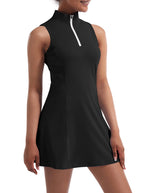 Load image into Gallery viewer, Tennis Dress for Women, Tennis Golf Dresses with Built in Shorts and Pockets for Sleeveless Workout Athletic Dresses Black
