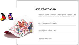 Trucker Hats California H Womens Hat Trendy Creativity Flowers Butterfly Sequins Embroidered Baseball Cap White