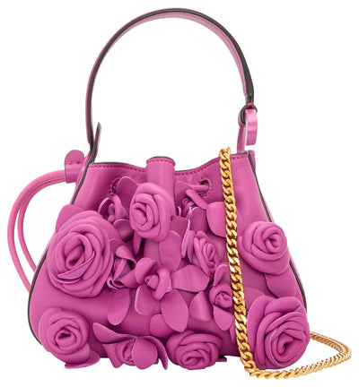Oscar de la Renta, Nano Floral Appliqué O Handle Bag, Rosehip