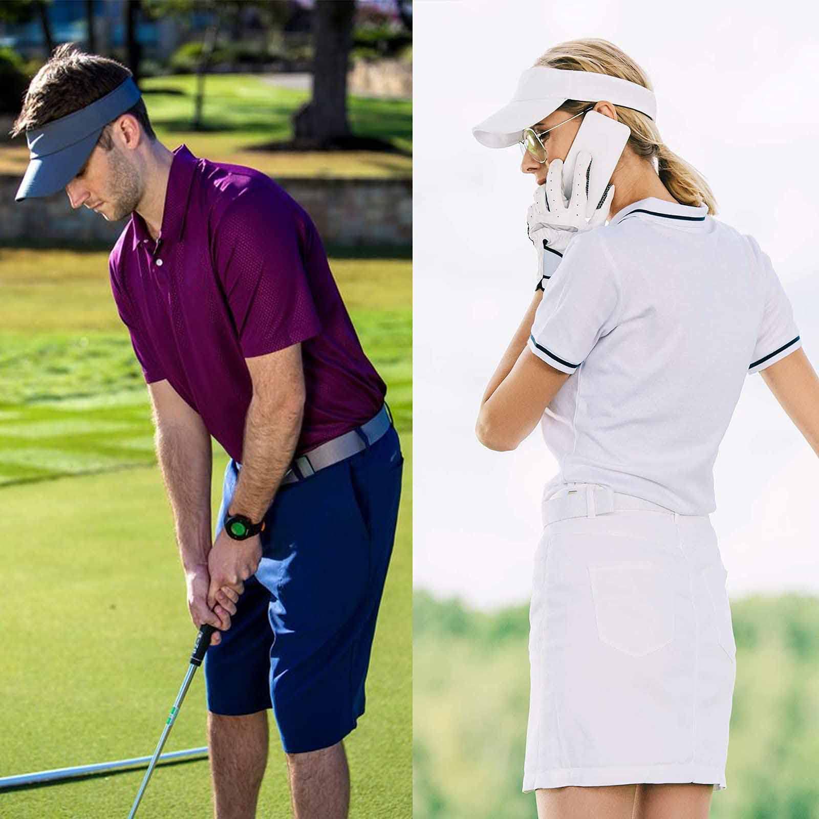 AZJ Sun Visor Hats for Women Men Adjustable UV Protection Outdoor Sports Golf Running Sun Caps (US, Numeric, 6 1/2, White,Black)