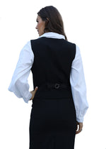 Load image into Gallery viewer, Vocni Women&#39;s Fully Lined 4 Button V-Neck Economy Dressy Suit Vest Waistcoat ,Black,US S ,(Asian XL)
