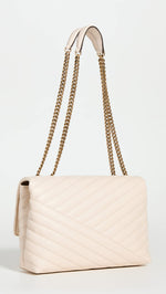 Load image into Gallery viewer, Tory Burch Women's Kira Quilted Chevron Shoulder Bag, New Cream/Rolled Brass, Off White, One Size
