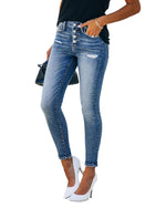 Load image into Gallery viewer, Allimy Women&#39;s High Waist Skinny Stretch Ripped Jeans Destroyed Denim Pants 8
