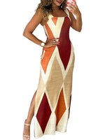 Load image into Gallery viewer, CHICME Women's Summer Maxi Dress Casual Thick Strap Square Neck Boho Sundress Split Travel Vacation Dresses with Pockets Multicolor-M
