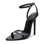 Load image into Gallery viewer, LIRALISSA Women's Strappy Sandals 4.5 Inch Lace Up Heels Sexy Stiletto High Heeled Open Toe with Ankle Wrap Summer Party Prom Wedding Bride Shoes LRSA-L-1 Black 8
