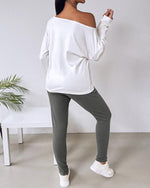 Load image into Gallery viewer, CHICME Women Casual Matching Sets Long Sleeve Pullover Tops and Pants Set Tracksuit Travel Outfits Gray-L
