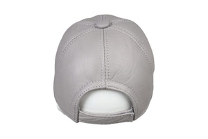HATSQUARE Genuine Leather Baseball Cap Adjustable Soft Feel Dad Plain Hat Stylish Classic for Women Men Unisex (Grey)