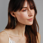 Load image into Gallery viewer, Black and Gold Tone Earrings for Women - Simulated Druzy Drop Dangles - Long Double Teardrop Dangly Earrings for Women, Gold Tone - Black Stone
