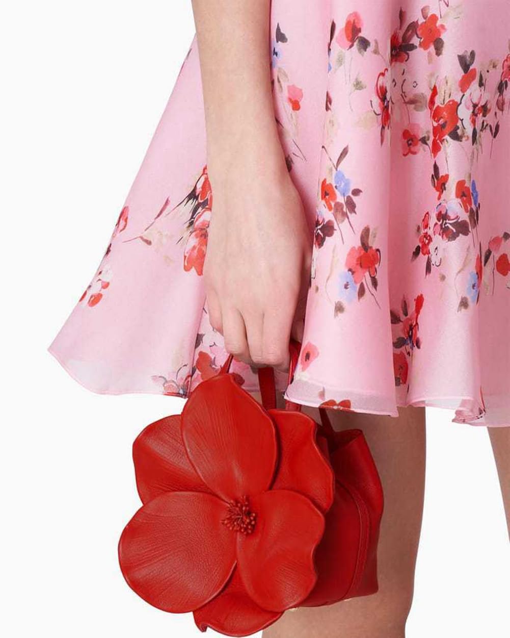 DEBIMY Women's Floral Clutch Purse PU Leather Flower Evening Bags Party Prom Handbag Wedding Crossbody Bucket Purse Red