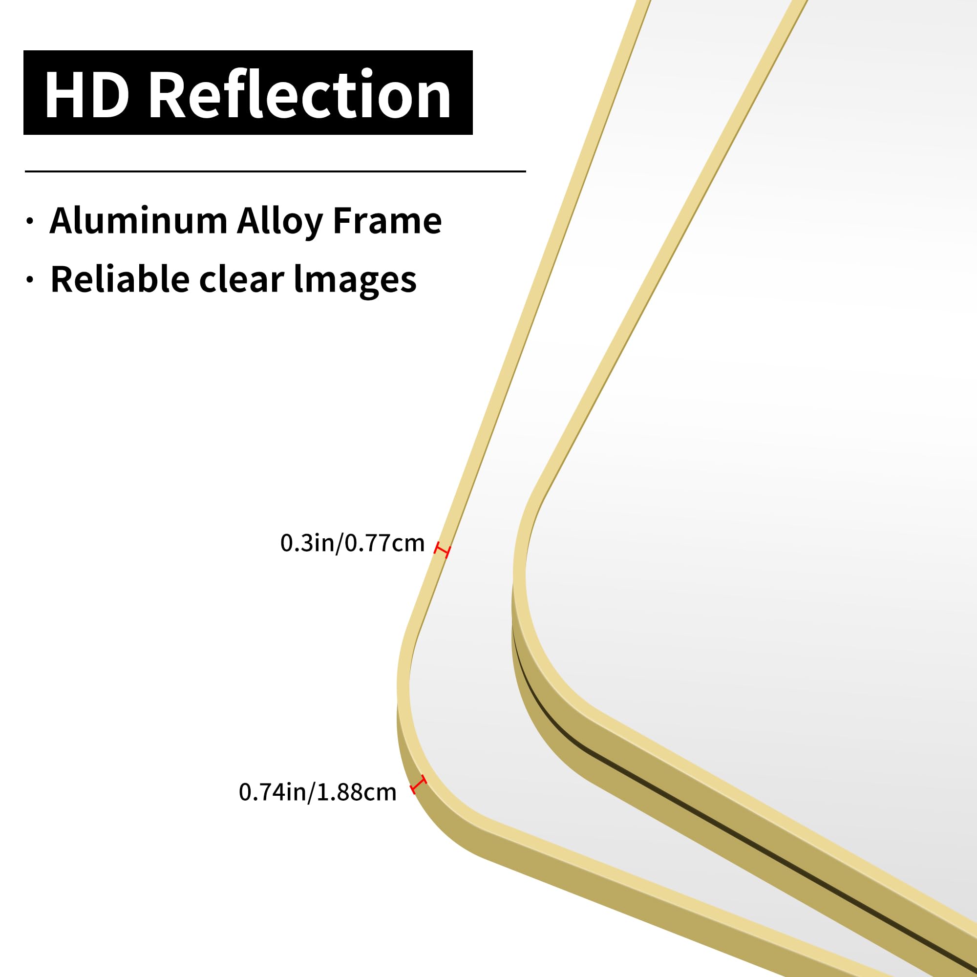 CIVENO 55"x36" Gold Bathroom Mirror, Large Rectangle Mirror, Rectangular Wall Mirror, Rounded Corner Vanity Mirror with Aluminum Metal Frame for Bathroom Bedroom Living Room