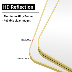 CIVENO 55"x36" Gold Bathroom Mirror, Large Rectangle Mirror, Rectangular Wall Mirror, Rounded Corner Vanity Mirror with Aluminum Metal Frame for Bathroom Bedroom Living Room