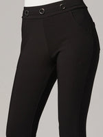 Load image into Gallery viewer, Conceited Stretch Slacks for Women - Wear to Work - Tummy Control - Slim Leg - Pockets - Ponte - (Available in Plus Size) - Endorse - Black - Small
