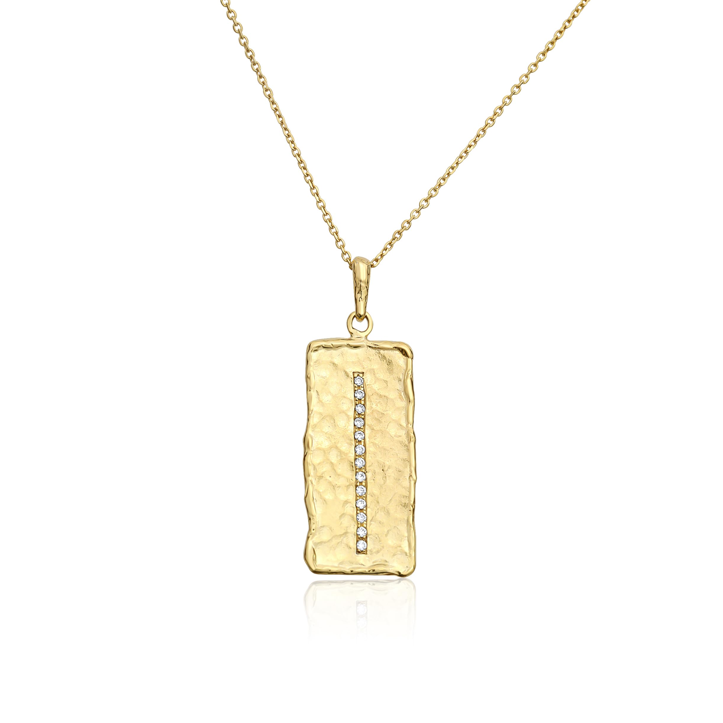 JEAN RACHEL JEWELRY 14K Gold Plated Sterling Silver Necklace for Women - Vertical Bar with Cubic Zirconia Vintage Design - Hypoallergenic,Lead & Nickel Free - Artisan Handcrafted Statement Necklace