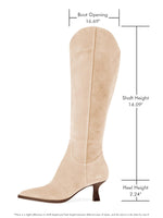 Load image into Gallery viewer, Coutgo Womens Wide Calf Knee High Boots Kitten Heel Pointed Toe Tall Boots Side Zipper Fall Winter Shoes, Nude, Size 6
