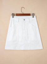 Load image into Gallery viewer, Sidefeel Jean Skirt for Women High Waisted Stretch Casual Trendy Summer Mini Denim Skirt Medium White
