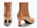 Load image into Gallery viewer, Coutgo Womens Ankle Boots Kitten Low Heel Closed Pointed Booties Side Zipper Winter Dress Shoes,Brown,size 9
