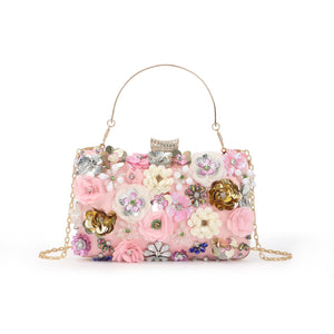 Lanpet Women Clutches Flower Evening Handbag Chain Strap Shoulder Bag Pink