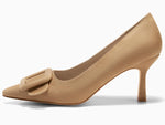 Load image into Gallery viewer, Coutgo Women&#39;s Closed Pointed Toe Pumps Stiletto High Heels Wedding Party Dress Shoes, Khaki, Size 7.5
