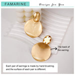 Load image into Gallery viewer, FAMARINE Big Disc Drop Dangle Earrings Statement Brushed Round Hammered Women Earrings Fashion Jewelry, Matte 14K Gold Plated Brass
