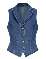 Load image into Gallery viewer, Ladyful Lapel Denim Vest for Women Sleeveless Business Work Jean Waistcoat Vest
