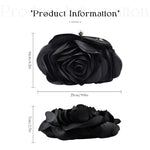 Load image into Gallery viewer, Little Floral Clutch Purse for Women - Elegant Rose Petal Evening Bag with Detachable Chain for Wedding, Gala, Prom, Black
