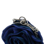 Load image into Gallery viewer, DEBIMY Rose Shaped Evening Bag Soft Satin Clutch Purse Floral Wristlet Handbag for Women Wedding Party Purse Royal Blue
