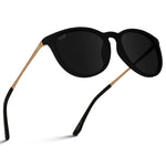 Load image into Gallery viewer, WearMe Pro Women&#39;s Round Sunglasses with Polarized UV Protection, Trendy Retro Designer Style (Gold Frame/Black Lens)
