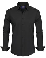 Load image into Gallery viewer, J.VER Men&#39;s Dress Shirts Cotton Stretch Long Sleeve Solid Formal Shirt Business Stain Shield Casual Button Down Shirts Black Large
