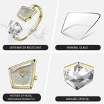 Load image into Gallery viewer, SAGA Illusion Women&#39;s Luxury Cuff Bangle Watch, Shaped Mineral Case, 316L Stainless Steel Bracelet with Danube Crystals, Swiss Ronda Quartz Movement, 30M Water Resistant
