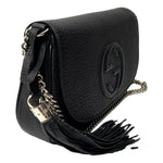 Load image into Gallery viewer, Gucci Soho Leather Flap Shoulder Bag Black Gold Tassel New Authentic
