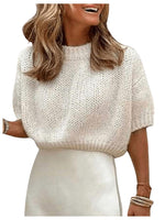 Load image into Gallery viewer, GORGLITTER Women's Puff Short Sleeve Cropped Sweater Tops Cute Chunky Fall Fashion Knit Crop Sweaters 2025 Apricot Large
