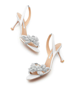 Aquazzura Galactic Flower Sandal 75, White, 8.5