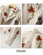 Load image into Gallery viewer, YILANUOYI Women's Embroidered Studded Faux Leather Jacket Moto Punk Jacket Floral Coat (M, XHPY Beige)
