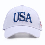 Load image into Gallery viewer, USA Trucker Hat for Men &amp; Women American Flag Cap Adjustable Baseball Cap Mesh Snap Patriotic 3D Embroidered Cap (White-Blue)
