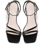 Load image into Gallery viewer, Mostrin Black Womens Sandals Strappy Lace Up Ankle Strap Heels Square Open Toe Stiletto High Heeled Sandals for Wedding, Prom, Party, Daily Size 8
