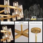Load image into Gallery viewer, K9 Crystal 48-Light Round Chandelier, 48" Gold Chandeliers for Living Room, Modern Farmhouse Wagon Wheel Chandeliers For Dining Room,Entryway,Foyer,Includes G4 Bulbs Arcachon Brass Chandelier
