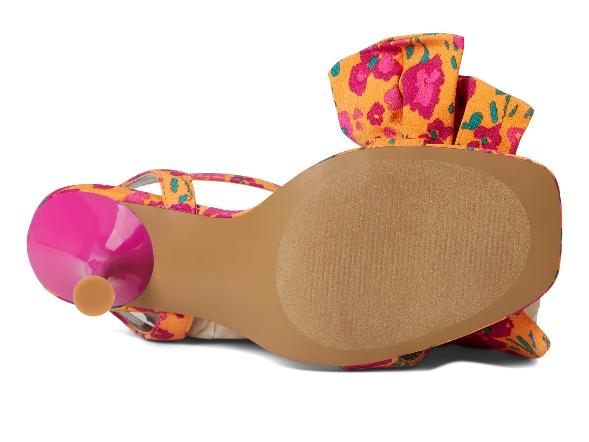 Betsey Johnson Women's Denly Heeled Sandal, Orange Floral, 8.5
