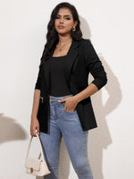 Load image into Gallery viewer, Genhoo Women's Long Stretchy Sleeve Open Front Lightweight Work Office Blazer Jacket Black L
