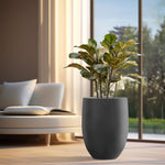 Load image into Gallery viewer, Kante 21.7&quot; H Natural Concrete Tall Planter, Large Outdoor Indoor Decorative Pot with Drainage Hole and Rubber Plug, Modern Round Taper Style for Home and Patio Burnished Black
