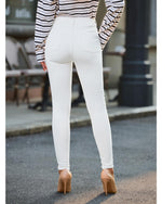 Load image into Gallery viewer, GRAPENT Business Casual Women's Clothing High Waist Tummy Control Jeggings Jeans High Waist Stretchy Pants Trendy Off White Medium Size 8 10
