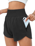 Load image into Gallery viewer, BMJL Women&#39;s Athletic Shorts High Waisted Running Short Pocket Sporty Shorts Gym Elastic Workout Shorts(M,Black)
