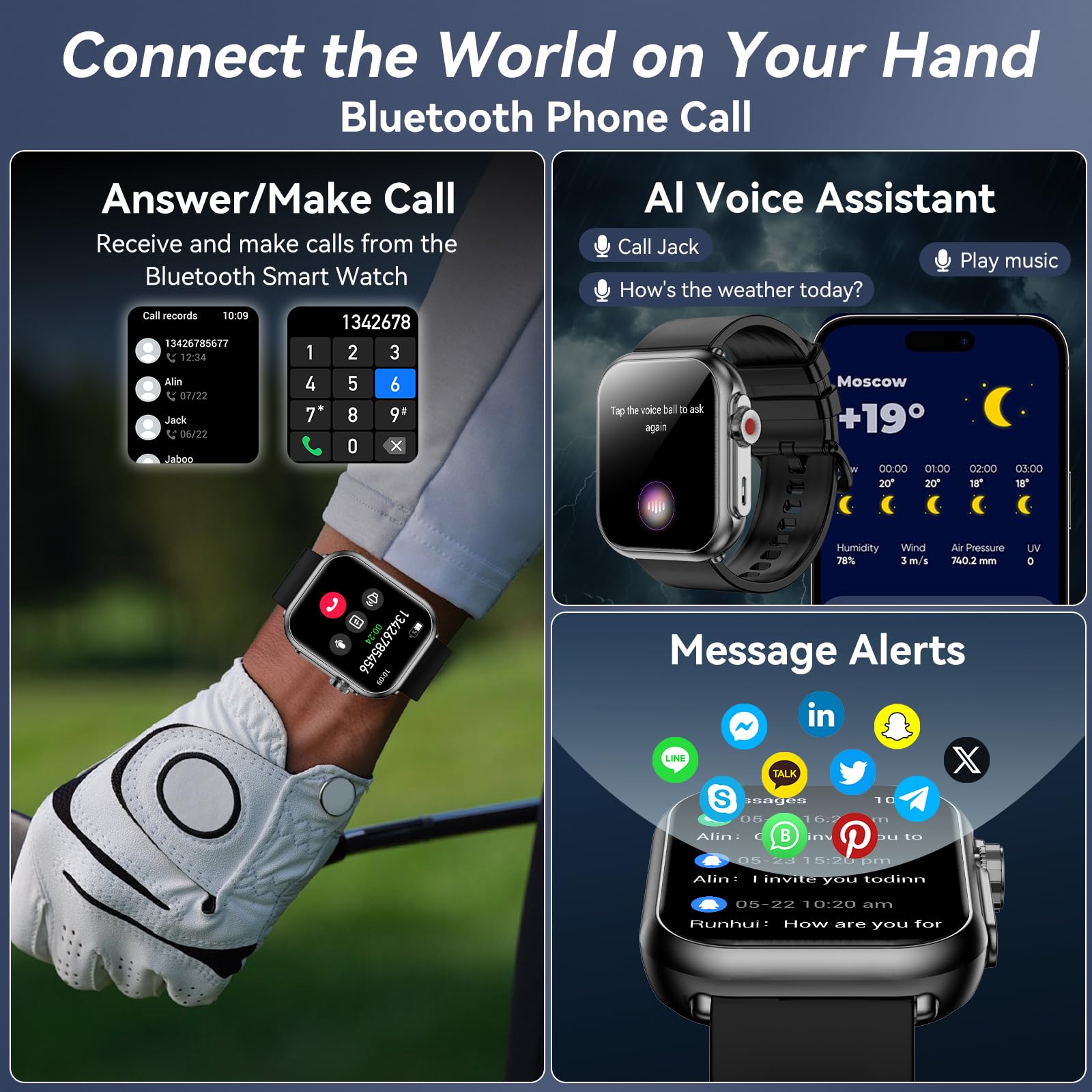 Smart Watch for Men Women, 1000mAh Battery 100-Day Standby Time, 1.85" HD Screen Fitness Tracker, 110+ Sport Modes, IP68 Waterproof, Heart Rate/Sleep Monitor, Fitness Watch for Android/iOS (Black)
