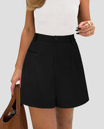 Load image into Gallery viewer, PRETTYGARDEN Shorts for Women Dressy 2025 Summer Elastic High Waisted Wide Leg Business Casual Work Shorts with Pockets (Black,Medium)
