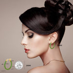 Load image into Gallery viewer, 925 Sterling Silver Post Hoop Earrings for Women Gilrs Green Cubic Zirconia 14K Gold Plated Chunky Gold Hoop Earrings weinuo Jewelry
