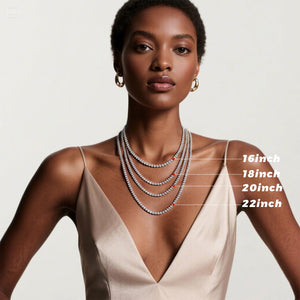 SXT.FSITATO 18inch Tennis Necklace for Women, Hypoallergenic 4mm Cubic Zirconia Chain, 18K White Gold Plated Round Cut Faux Diamond Jewelry Gift - Versatile Length Elegant Layering Necklace