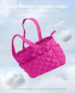 Uselike Tote Bag for Women, Lightweight Puffer Tote Work Bags with Compartments for Travel, Quilted Shoulder Bag with Zipper