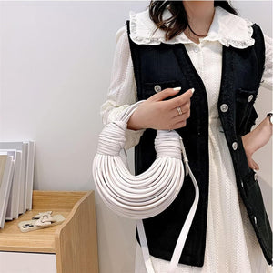 Hand Bread Women's Clutch Top Handle Satchel Shoulder Crossbody Creative Noodles Purses Underarm Bag Handbag (Apricot)