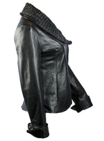 Load image into Gallery viewer, TIPTOP Novaty Designer Women’s Coat Lamb Leather Jacket Moto Biker Smart Fit Black &amp; Red Color
